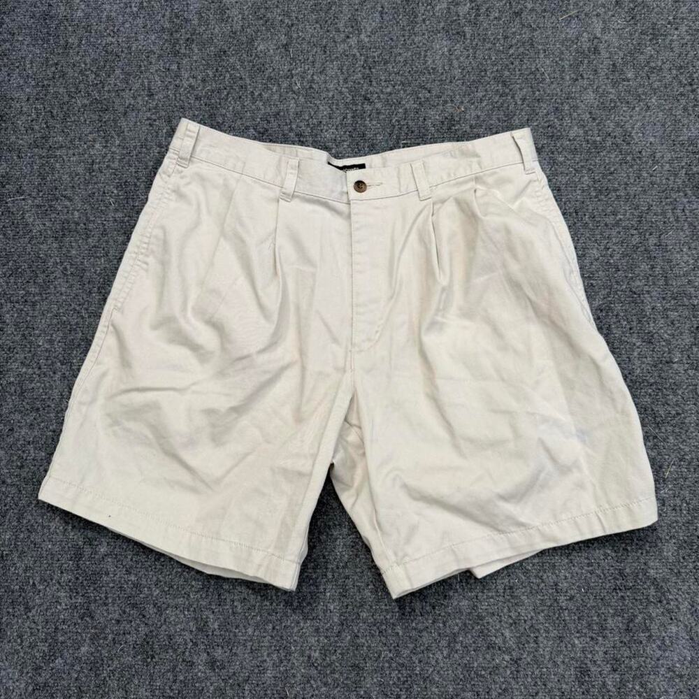 Vintage 90s Dockers Pleated Khaki Chino Shorts Beige Tan Cotton Men’s Size 36